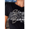 T-Shirt estampada com bordado de pedraria atacado feminina Revanche Badalona Preto