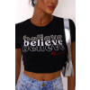 T-Shirt Estampada e Bordada Atacado Feminina Revanche Boane Preto