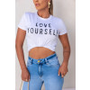 T-Shirt Estampada e Bordado De Pérolas Atacado Feminina Revanche Guaíra Branco