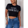 T-Shirt Estampada e Bordado De Pérolas Atacado Feminina Revanche Guaíra Preto