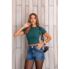 Blusa Cropped Canelado Atacado Feminina Revanche Gibara Verde Pinho