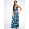 Vestido Longo Atacado Floral Revanche San Antonio Azul Marinho Frente