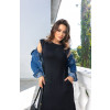 Vestido Longo Com Fenda Lateral e Ombreiras Atacado Feminino Revanche Bunia Preto