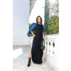 Vestido Longo Com Fenda Lateral e Ombreiras Atacado Feminino Revanche Bunia Preto