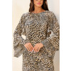 Vestido Amplo Manga Longa Com Babados Boho Atacado Feminina Revanche Antarado Bege Claro