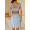 Vestido Curto Com Babado Na Alça Atacado Feminino Revanche Mondariz Azul Claro