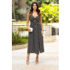 Vestido Midi Floral Atacado Feminina Revanche Chamusca Preto