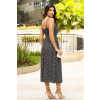 Vestido Midi Floral Atacado Feminina Revanche Chamusca Preto