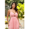 Vestido Midi Floral Atacado Feminina Revanche Chamusca Rosa