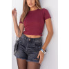 Blusa Cropped Canelado Atacado Feminina Revanche Gibara Vinho
