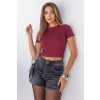 Blusa Cropped Canelado Atacado Feminina Revanche Gibara Vinho