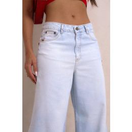 Calça jeans wide leg pantalona atacado feminina Revanche Sabadel Azul 