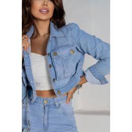 Jaqueta jeans cropped atacado feminina Revanche Izola