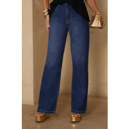 Calça Jeans Wide Leg Barra Normal Atacado Feminina Revanche Perolândia Azul