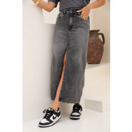 Saia Jeans Longa Com Fenda Frontal Atacado Feminina Revanche Agedábia