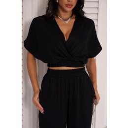 Conjunto De Calça Pantalona e Blusa Ampla Atacado Feminino Revanche Rialma Preto