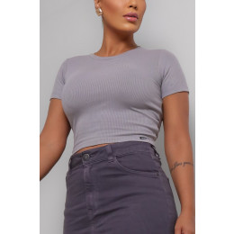 Blusa Cropped Canelado Atacado Feminina Revanche Gibara Preto