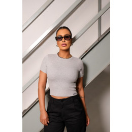 Blusa Cropped Canelado Atacado Feminina Revanche Gibara Preto