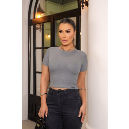 Blusa Cropped Canelado Atacado Feminina Revanche Gibara Preto