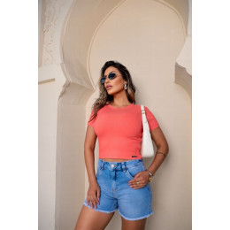 Blusa Cropped Canelado Atacado Feminina Revanche Gibara Preto