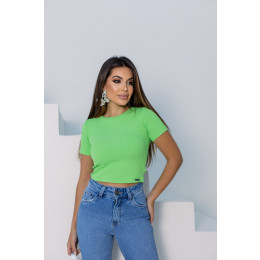 Blusa Cropped Canelado Atacado Feminina Revanche Gibara Preto