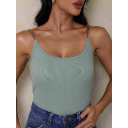 Blusa Básica Alcinha Corrente Atacado Feminina Revanche Dumbria Verde Oliva