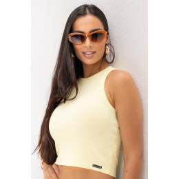 Blusa Regata Canelada Básica Atacado Feminina Revanche Pikine Preto