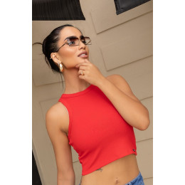 Blusa Regata Canelada Básica Atacado Feminina Revanche Pikine Preto