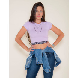 Baby Look Atacado Cropped Feminino Revanche Teblissi Amarelo Frente