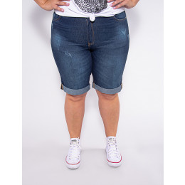 Bermuda Jeans Atacado Plus Size Feminina Revanche Roux Azul Frente