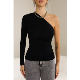 Blusa Manga Longa Ombro Só Atacado Feminino Revanche Arícia Preto