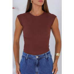 Blusa Franzida Atacado Feminina Revanche Livadiá Marrom Escuro