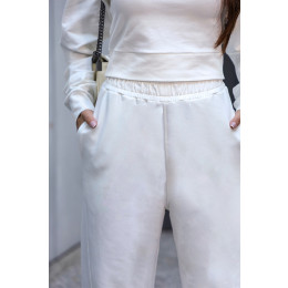 Calça Wide Leg Recorte Lateral Atacado Feminino Revanche Colossas Marfim