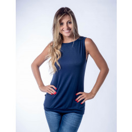 Blusa Atacado com Abertura nas Costas Feminina Revanche Proença Azul Murano Frente