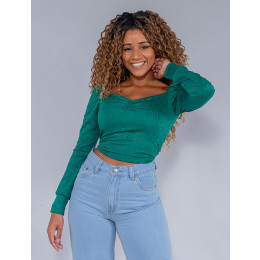 Blusa Atacado Cropped Feminina Revanche Anelita Off-White Frente