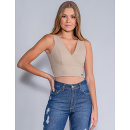 Blusa Atacado Cropped Feminina Revanche Fernanda Preto Frente