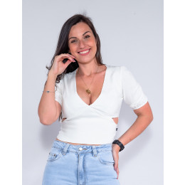Blusa Atacado Cropped Feminina Revanche Luiza Pink Frente