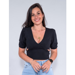 Blusa Atacado Cropped Feminina Revanche Luiza Pink Frente