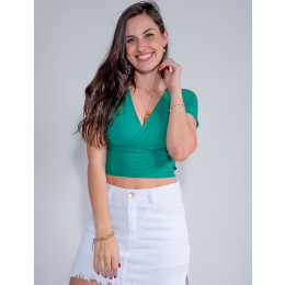 Blusa Atacado Cropped Feminina Revanche Mariah Rosa Chiclete Frente