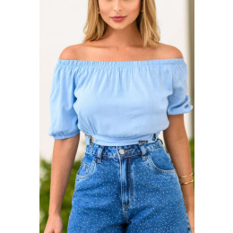 Blusa Ciganinha Com Amarração Atacado Feminina Revanche Salitre Verde Claro