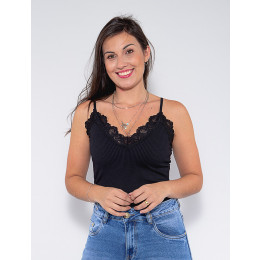 Blusa de Alça Atacado Feminina Revanche Jeri Preto Frente