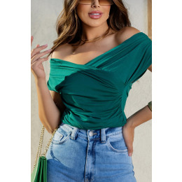 Blusa franzida com transpasse atacado feminina Revanche Jesenice Preto