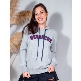 Blusa Moletom Canguru Com Bordado Atacado Feminina Revanche Daphne Mescla Claro