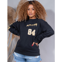 Blusa Moletom Oversized Com Estampa Atacado Feminina Revanche Courtney Preto