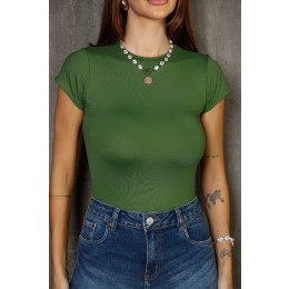 Blusa Baby Look Básica Poliamida Atacado Feminina Revanche Bunyola Branco