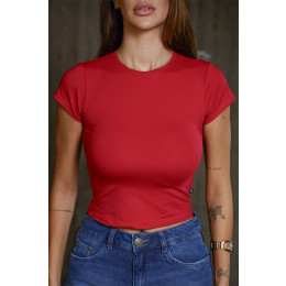 Blusa Baby Look Básica Poliamida Atacado Feminina Revanche Bunyola Branco