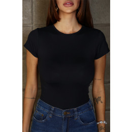 Blusa Baby Look Básica Poliamida Atacado Feminina Revanche Bunyola Branco