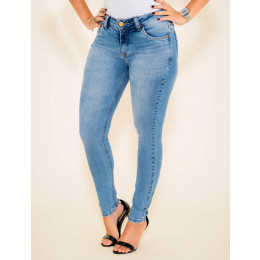 Calça Jeans Atacado Cigarrete Empina Bum Bum Feminino Revanche Veronique Azul Frente