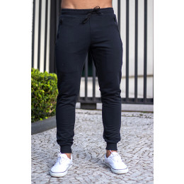 Calça Moletom Com Cós Bordado Atacado Masculina Revanche Randi Preto