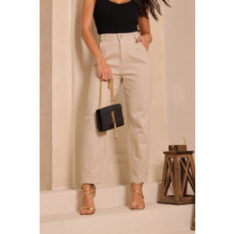 Calça Mom Cropped Color Com Pregas Atacado Feminina Revanche Baturité Nude